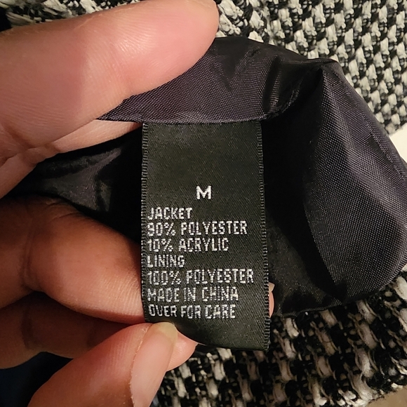 Amy Byer Black White Pea Coat Jacket Size M, No Belt - Picture 8 of 12